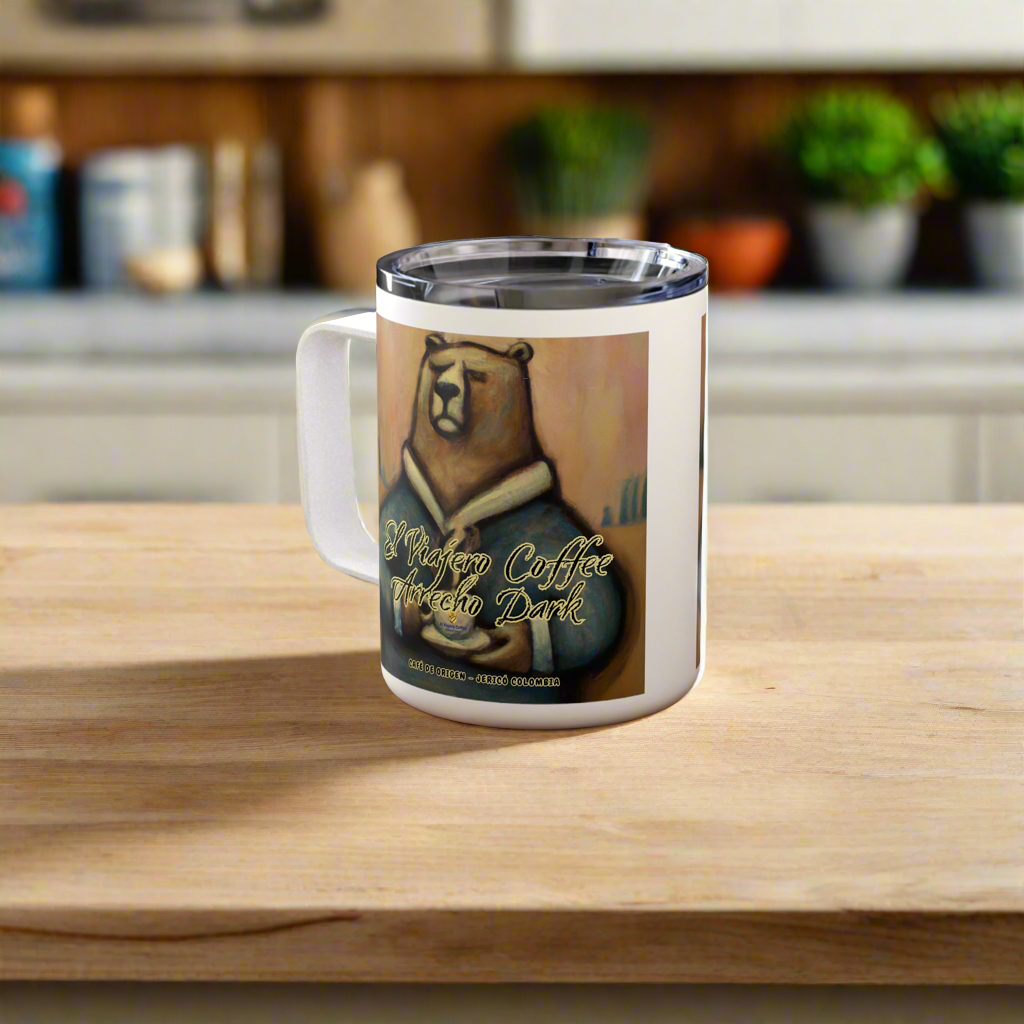 Arrecho Dark Bear - Insulated Coffee Mug, 10oz
