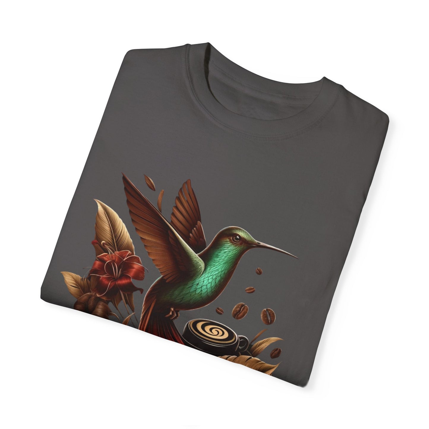 Coffee Hummingbird Unisex T-shirt - El Viajero Huila Dark Colibri - Front design