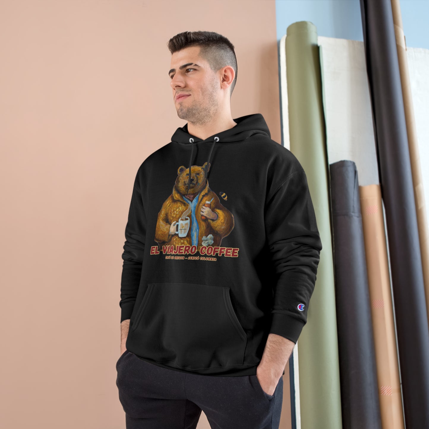 Champion Hoodie - Honey Bear El Viajero Coffee Design