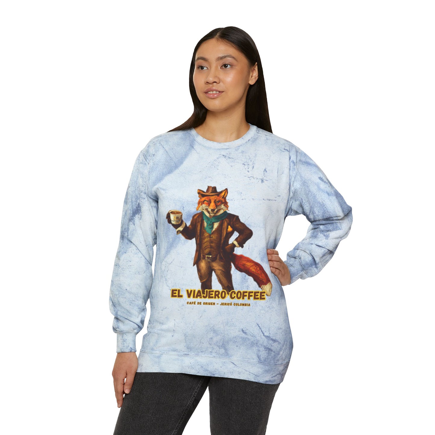 Fox Design Unisex Color Blast Sweatshirt - El Viajero Coffee Theme