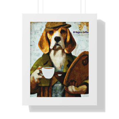 Vertical Poster - El Viajero Coffee - Caffeine Beagle Wall Art Print