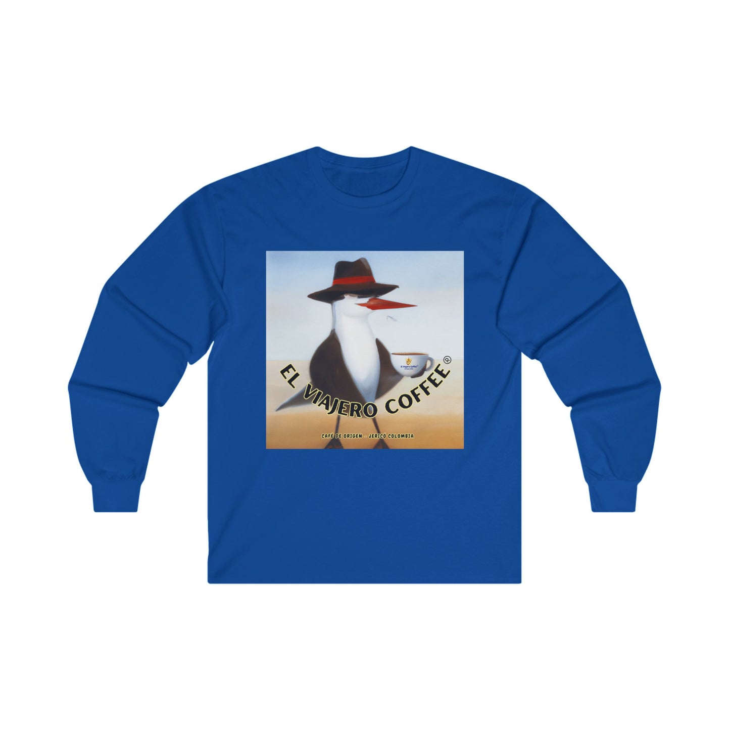 Long Sleeve Tee - El Viajero Coffee Mascot, The Stylish Arctic Tern Design