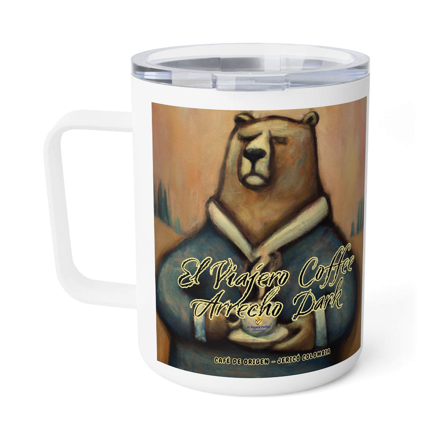 Arrecho Dark Bear - Insulated Coffee Mug, 10oz