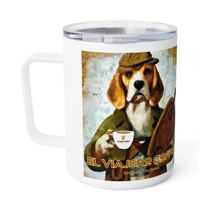 Coffee Mug - El Viajero Coffee Beagle, Distinguished Beagle Design, 10oz Insulated