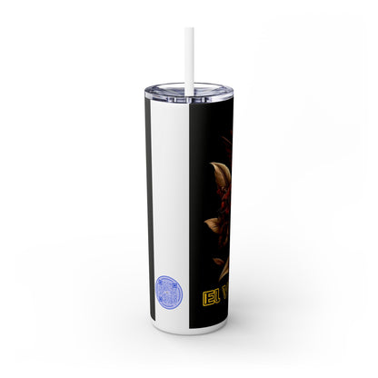 Tumbler - Dark Huila Hummingbird Design, 20oz Skinny Tumbler with Straw