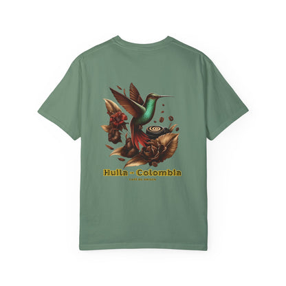 Free Shipping - Coffee Hummingbird Unisex T-shirt - El Viajero Huila Dark Colibri