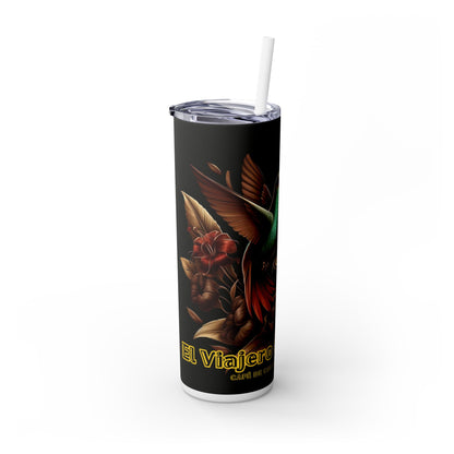 Tumbler - Dark Huila Hummingbird Design, 20oz Skinny Tumbler with Straw