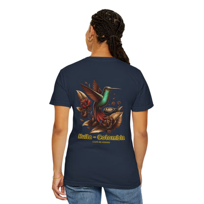 Free Shipping - Coffee Hummingbird Unisex T-shirt - El Viajero Huila Dark Colibri
