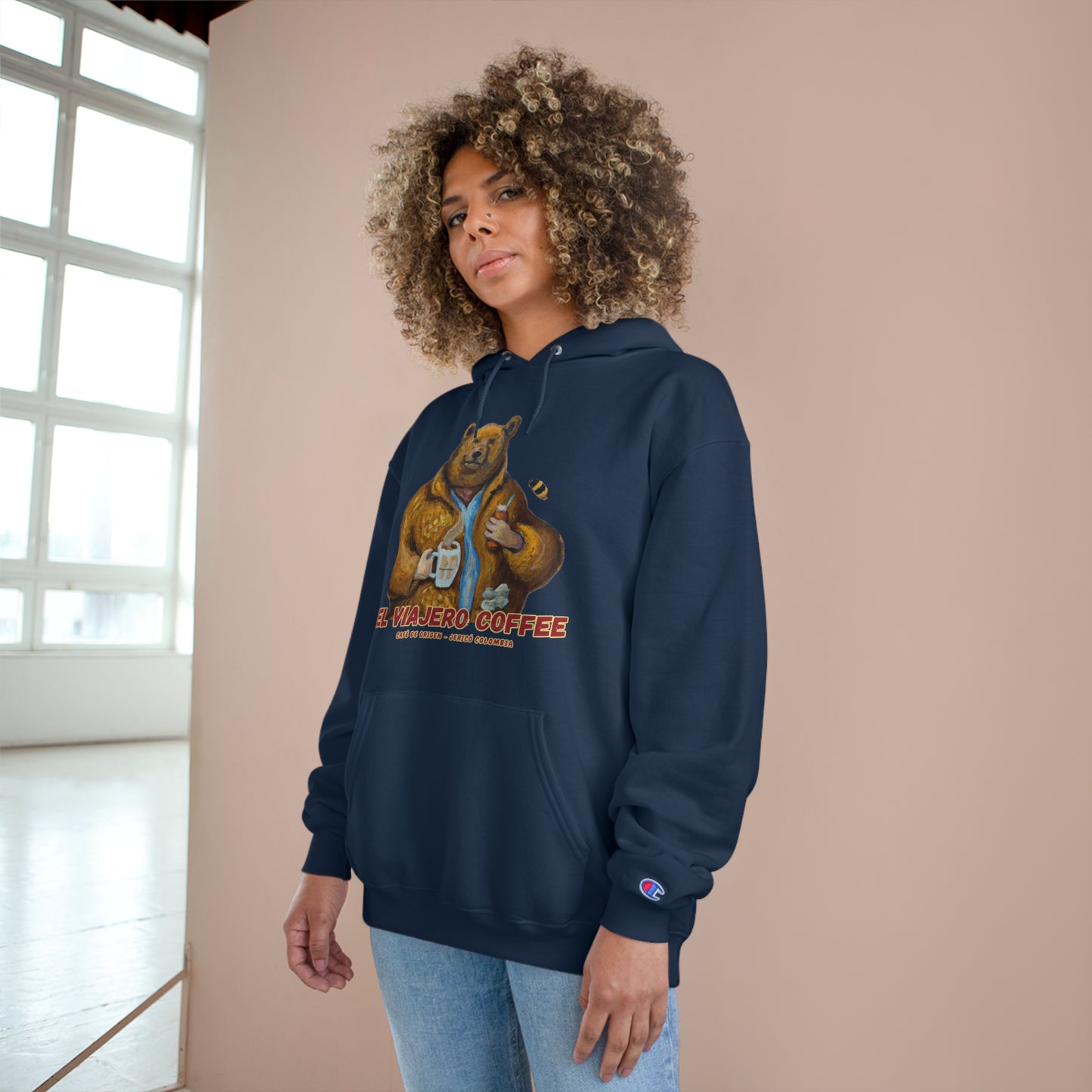 Champion Hoodie - Honey Bear El Viajero Coffee Design