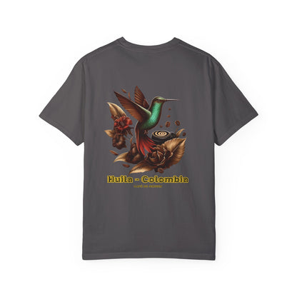 Free Shipping - Coffee Hummingbird Unisex T-shirt - El Viajero Huila Dark Colibri