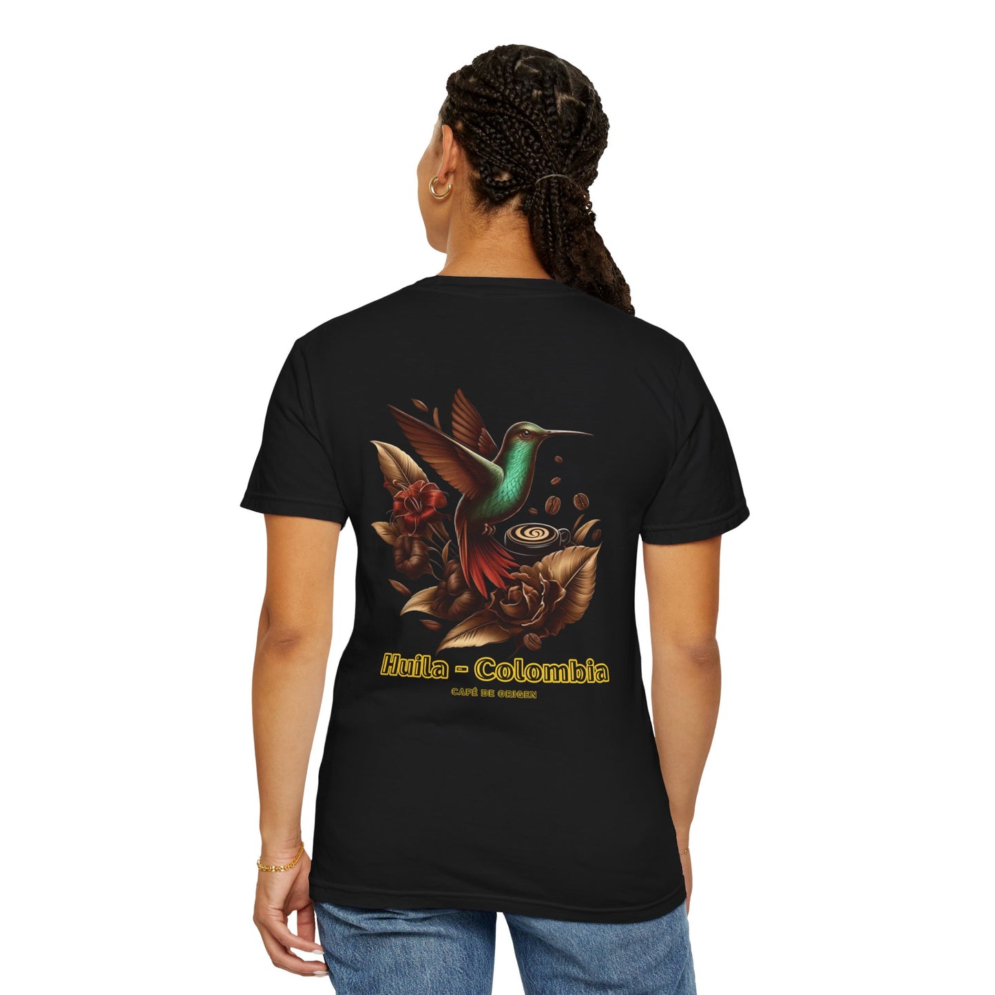 Free Shipping - Coffee Hummingbird Unisex T-shirt - El Viajero Huila Dark Colibri