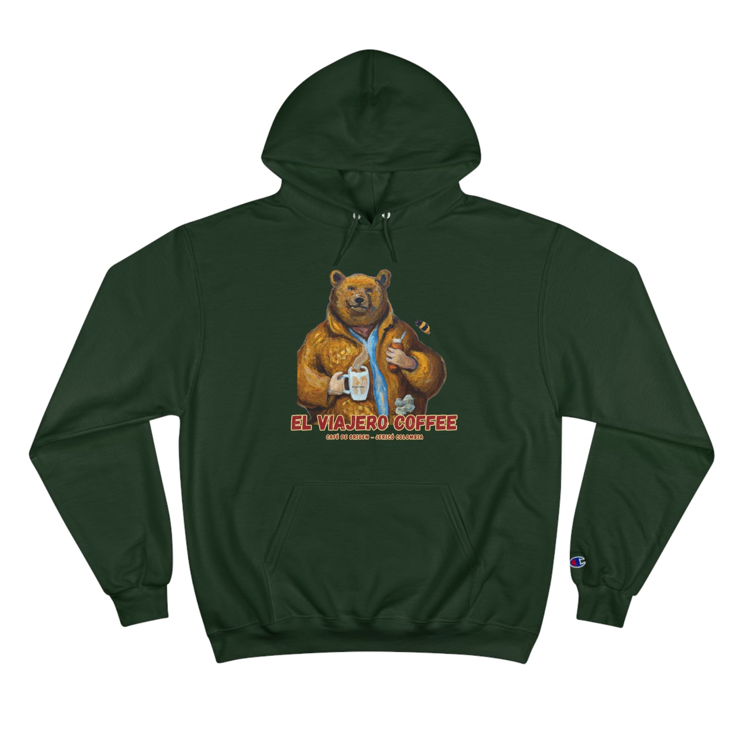 Champion Hoodie - Honey Bear El Viajero Coffee Design