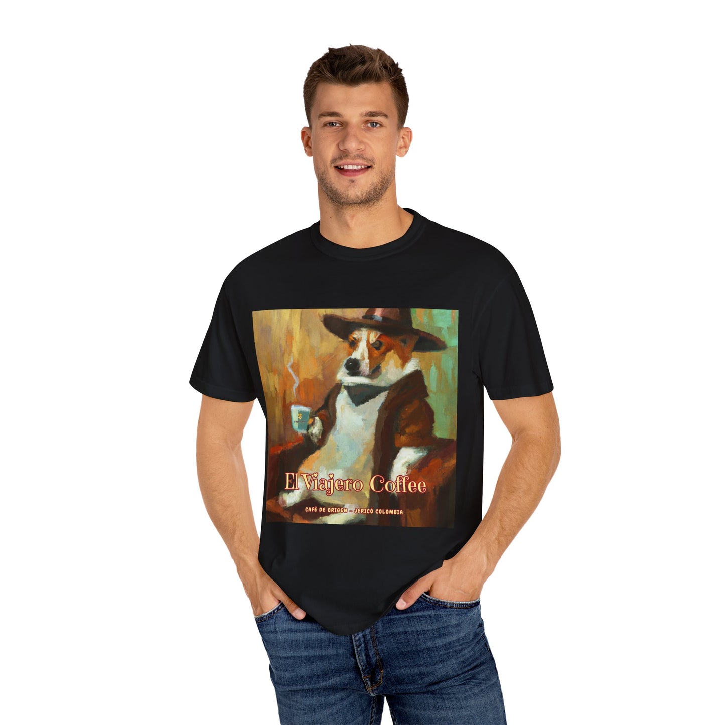 El Viajero Coffee - Cool Coffee Corgi - T shirt