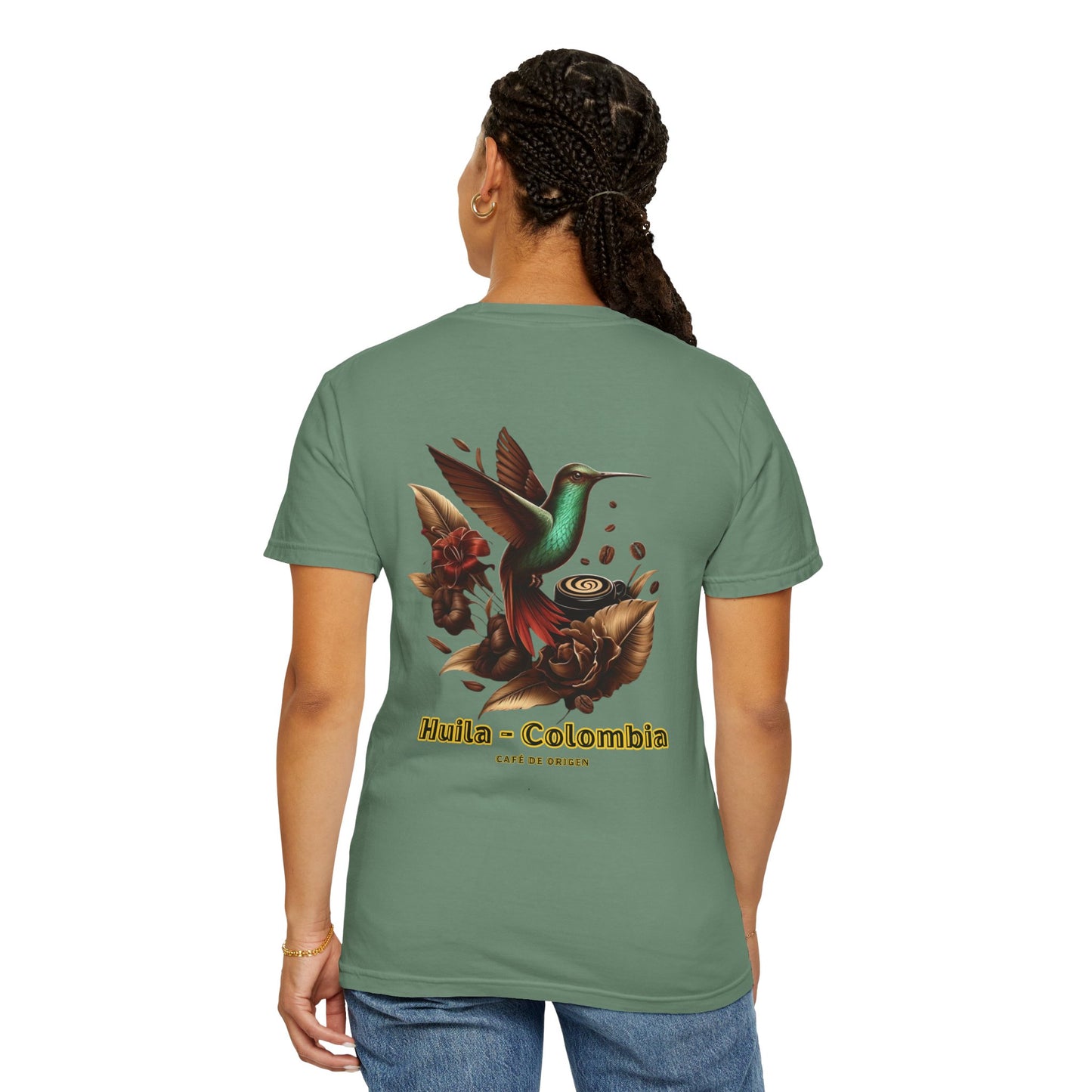 Free Shipping - Coffee Hummingbird Unisex T-shirt - El Viajero Huila Dark Colibri