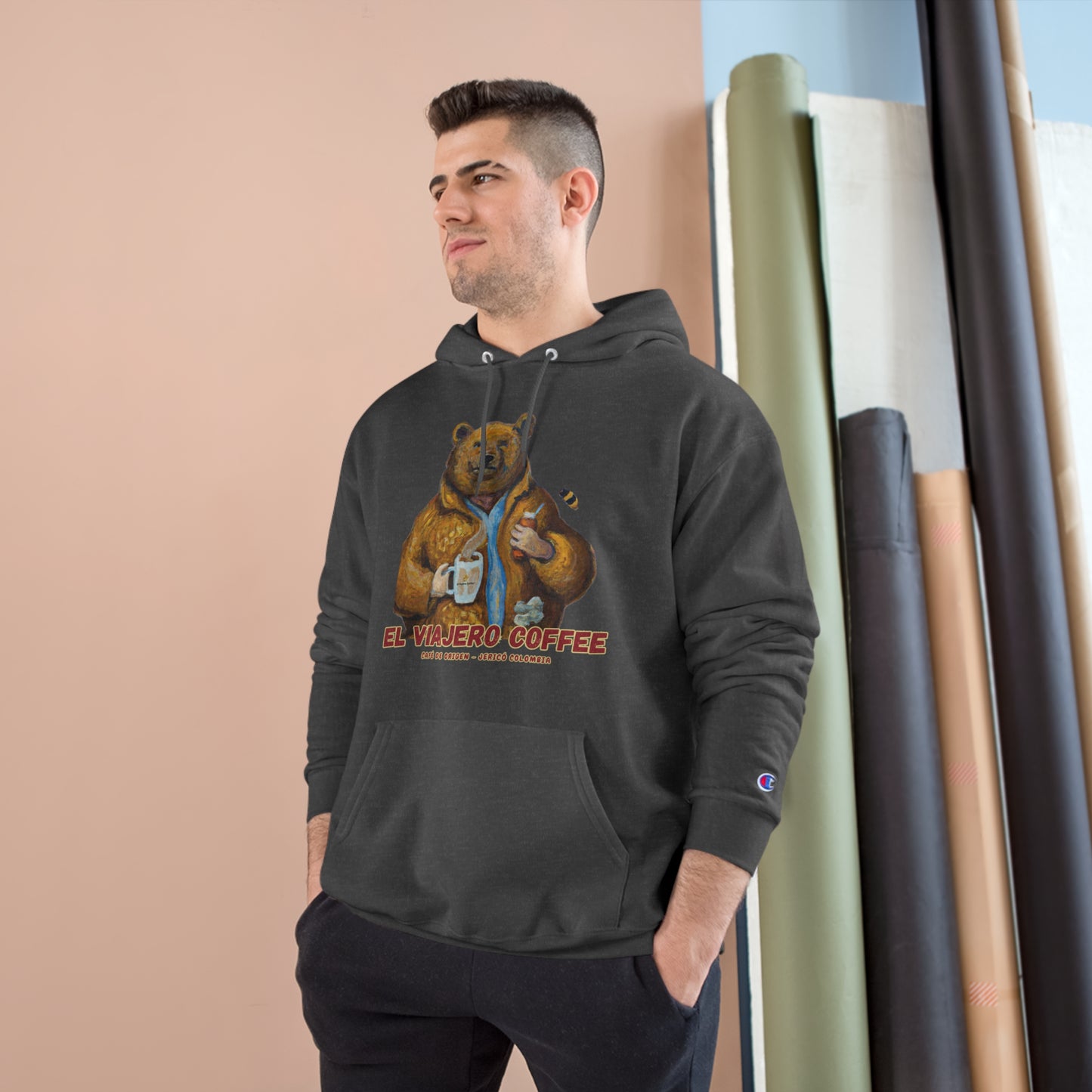 Champion Hoodie - Honey Bear El Viajero Coffee Design