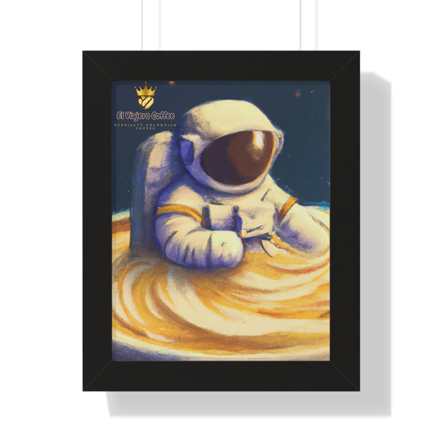 Vertical Poster Print - El Viajero Coffee Cappuccino Astronaut in the Milky Way