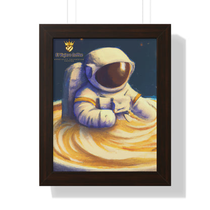 Vertical Poster Print - El Viajero Coffee Cappuccino Astronaut in the Milky Way