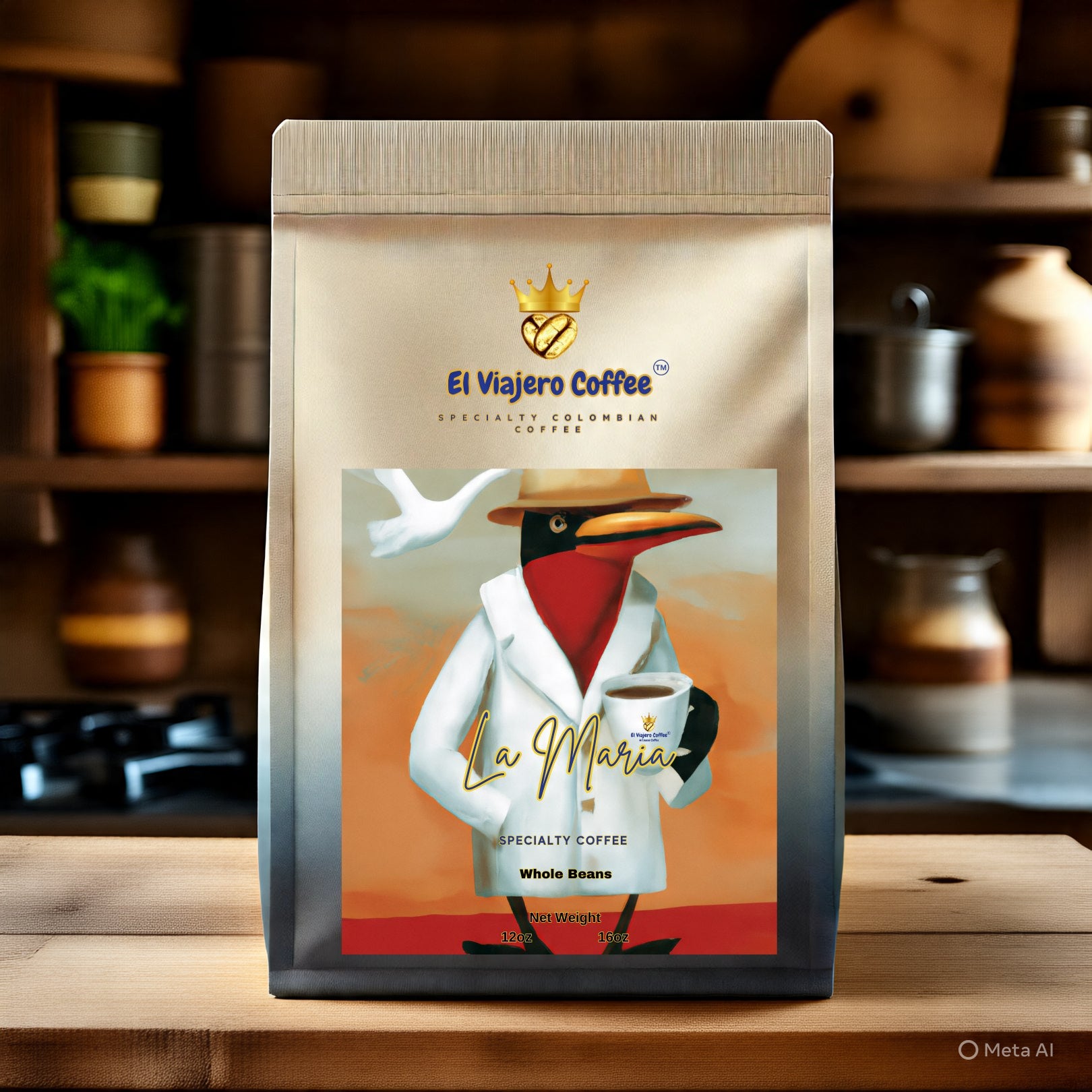 La Maria medium roast Colombian coffee bag